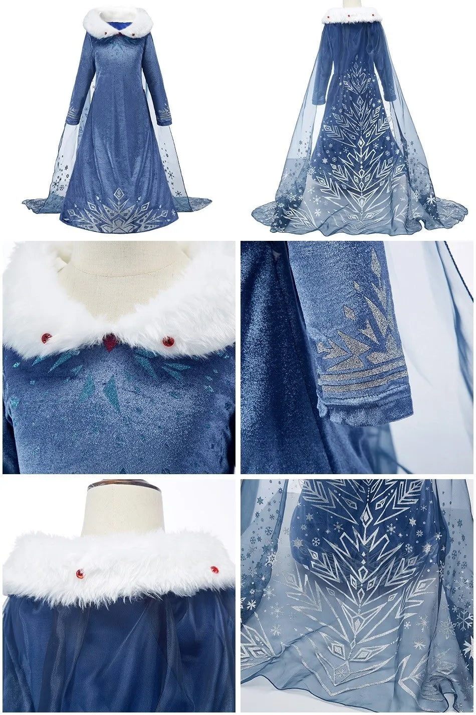 Kid Snow White Cinderella Rapunzel Elsa Belle Costume Girl Halloween Christmas Carnival Dress Children Princess Evening Gown