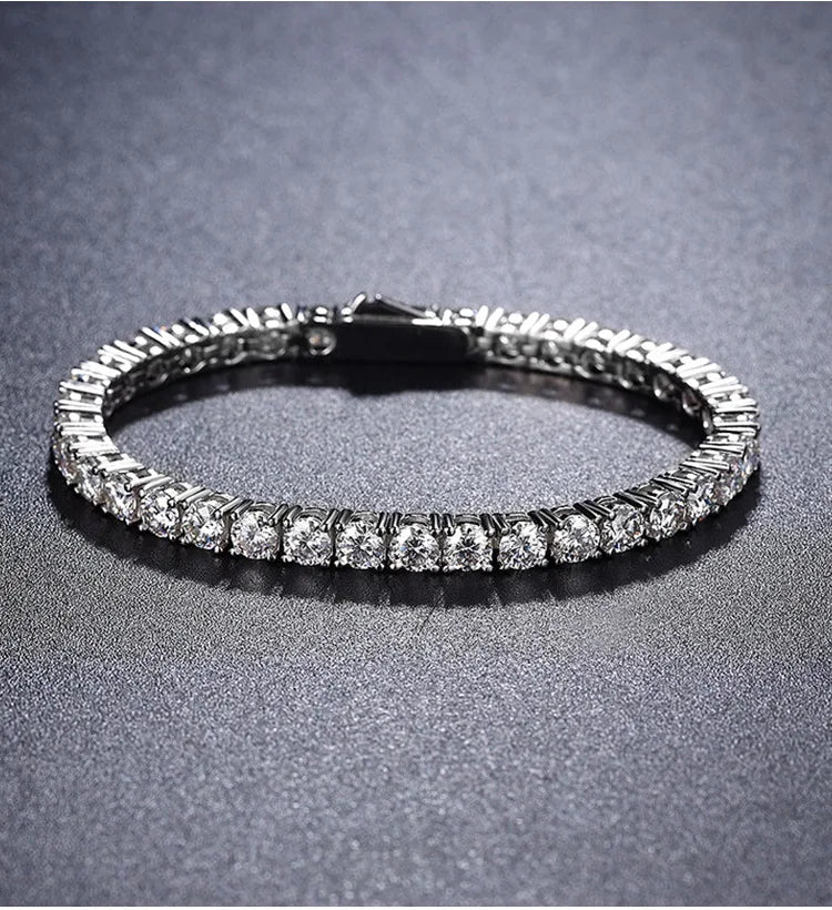 Hidden Spring Buckle Full Moissanite Tennis Bracelet D Color 2/2.5/3/4/5mm Lab Diamond Link Bracelets For Women Man Gift