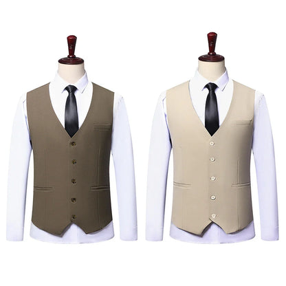 Plus Size Mens Vest Checkered Elastic Single Breasted Waistcoat For Host Groom Groomsmen Coffee Khaki l Suit Vest for Men 9XL