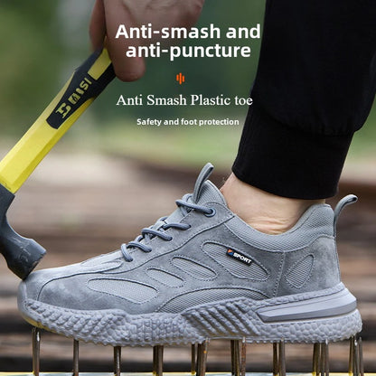 spring autumn light breathable work shoes mens work boots composite toe insulated shoes anti smash hard plastic toe safety shoes