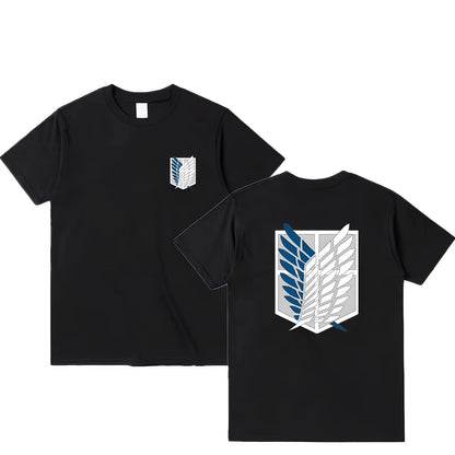 Attack on Titan T-shirt Wings of Freedom Short Sleeve Ackerman Mikasa Eren Jaeger Men High Quality Cotton Tops T Shirt