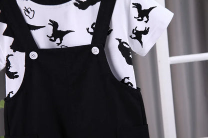 Children Summer Baby Boys Girls Clothes Suit Fashion Cartoon T-Shirt Bib Pants 2Pcs/Set Toddler Casual Costume Kids Tracksuits