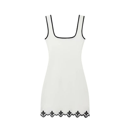 European and American style 2025 winter new women's clothing artificial pearl embroidery sleeveless short dress