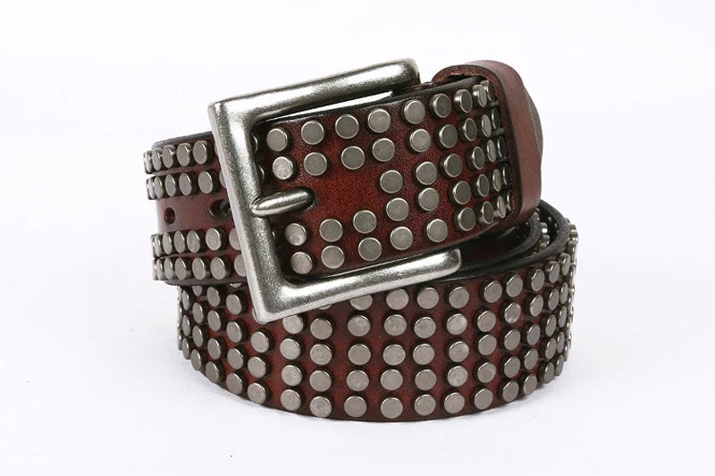 Top Heavy Metal Genuine Leather Belt Men Cowskin Cowboy Belt Ceinture Homme Punk Jeans Strap Wide Cinturon Mujer Waistband