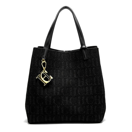 Women's Shoulder Bag Simple Solid Color Gold Letter Printed Design Women's Large Capacity Daily Commuter Bag Women's Handbag