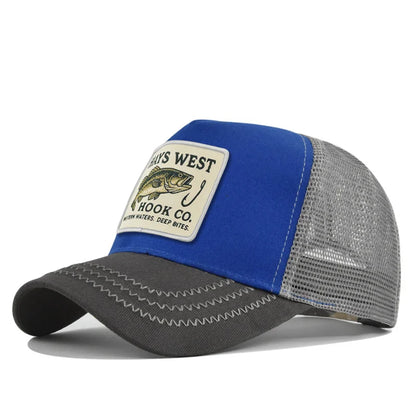 High Quality Fishing Embroidery Baseball Cap for Men Women Outdoor Fishing Snapback Mesh Hat Breathable Sunshade Dad Trucker Hat