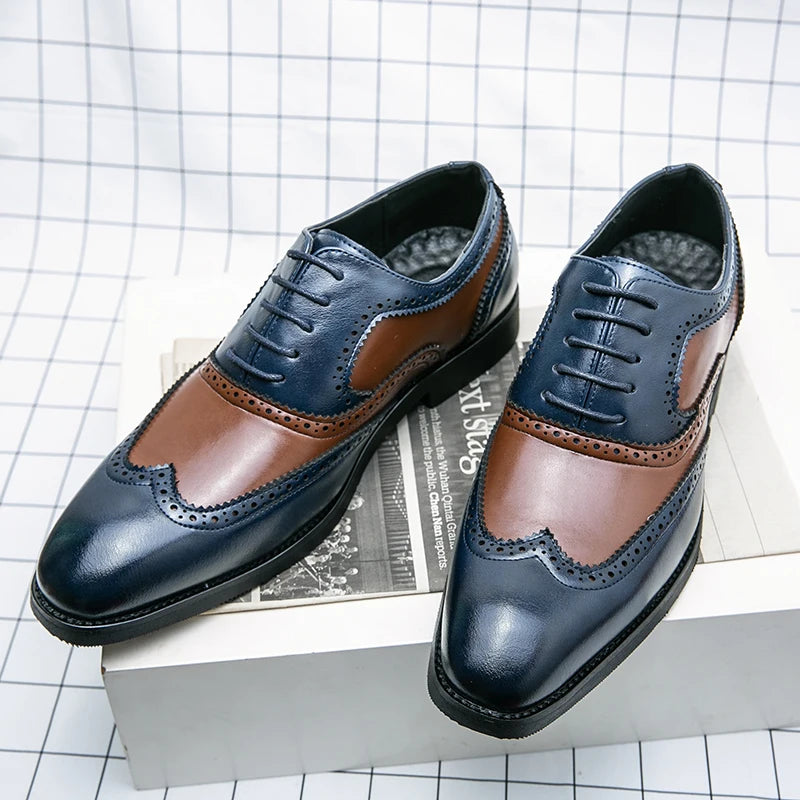 Italy High Quality Pointed Fashion Oxford Shoes Lace Up Men's Shoes Pointed Style Luxury Moccasin Casual Luxury Leather Shoes