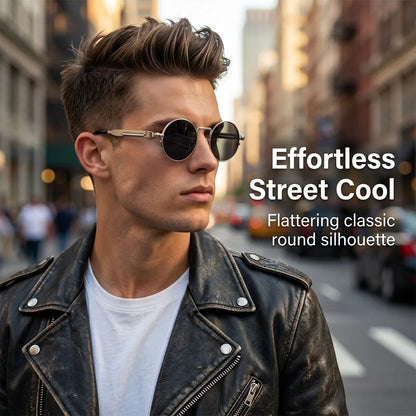 Round Steampunk Sunglasses Men UV400 Protection Punk Fashion Glasses Vintage Luxury Dropshipping Gafas De Sol Lunette De Soleil