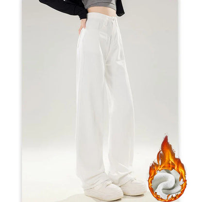 Winter Girls Thermal Fleece High Waist Jeans Lady Snow Warm Plush Denim Pants Women Classic Fashion Straight Leg Trousers