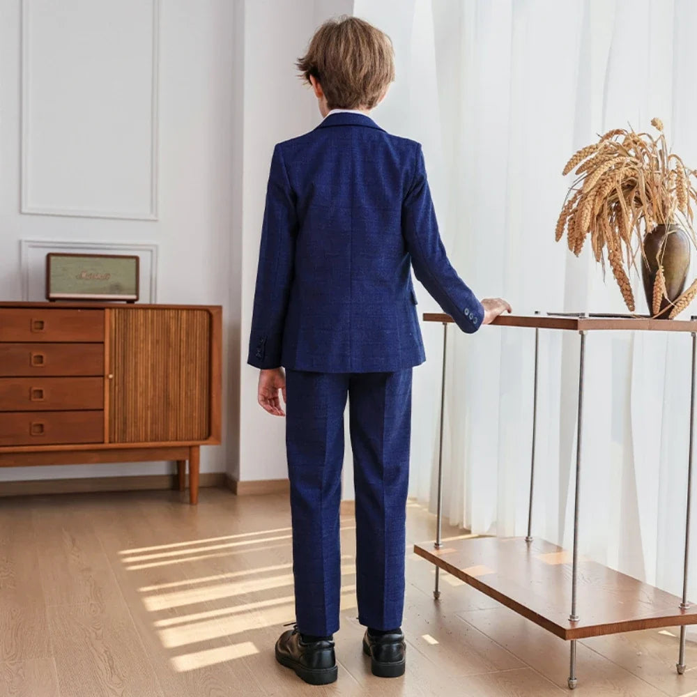 2026 New Fast Delivery Children's Formal Suit Set 5 Pieces For Catwalk Show,Classic Plaid Boys Suits Piano Peformance Outfit