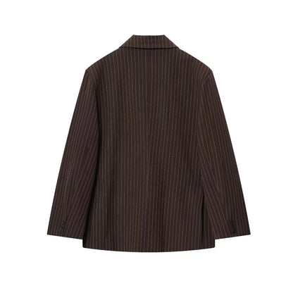 Fall/Winter 2025 New  Women's Street Fashion oversized pinstripe shoulder-padded loose suit jacket for women