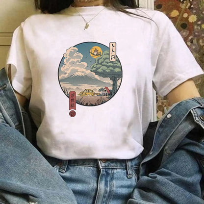 Miyazaki Hayao Kawaii T-shirt Graphic Tshirt Clothes Fashion Totoro Studio Ghibli Cute Anime T Shirt Women Harajuku