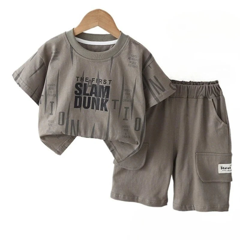 New Summer Baby Boys Clothes Suit Children Girls Letter Short Sleeved T-Shirt Shorts 2Pcs/Sets Infant Clothing Kids Tracksuits
