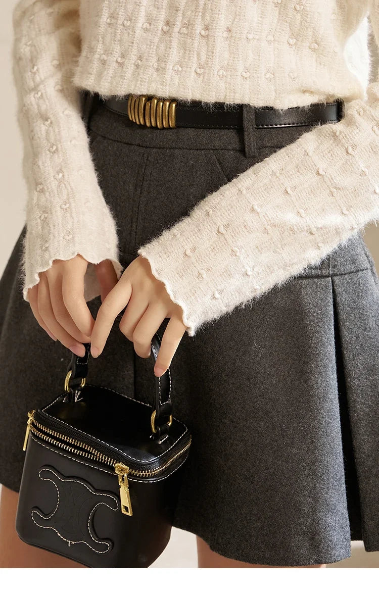 Lace Bottoming Shirt Women Autumn Winter Mock Neck Long Sleeve Knitted Pullover French Warm Inner Top Female MXC58Z0481