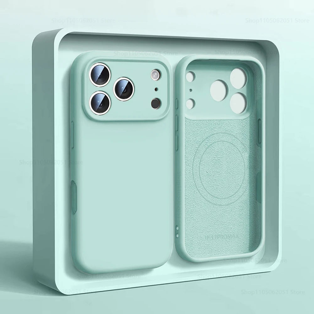 Magnetic Original Liquid Silicone Phone Case For iPhone 17 16 15 14 13 Pro Max 17Pro Air For Magsafe Wireless Cases Soft Cover