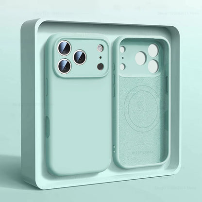 Magnetic Original Liquid Silicone Phone Case For iPhone 17 16 15 14 13 Pro Max 17Pro Air For Magsafe Wireless Cases Soft Cover