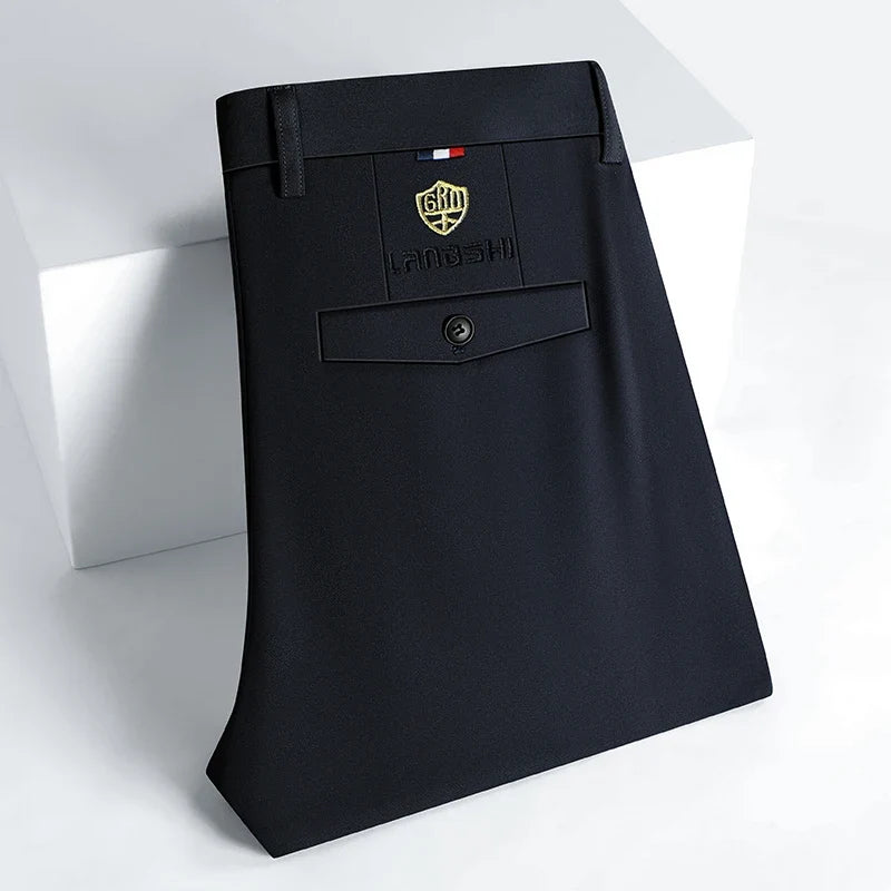 Mens Business Casual Pants Stretch Dress Pants Wrinkle Free Suit Pants Embriodery 4-Way Stretch Formal Dress Pants