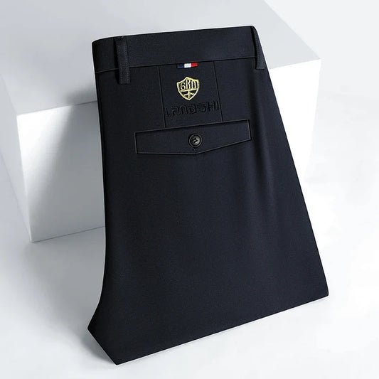 Mens Business Casual Pants Stretch Dress Pants Wrinkle Free Suit Pants Embriodery 4-Way Stretch Formal Dress Pants