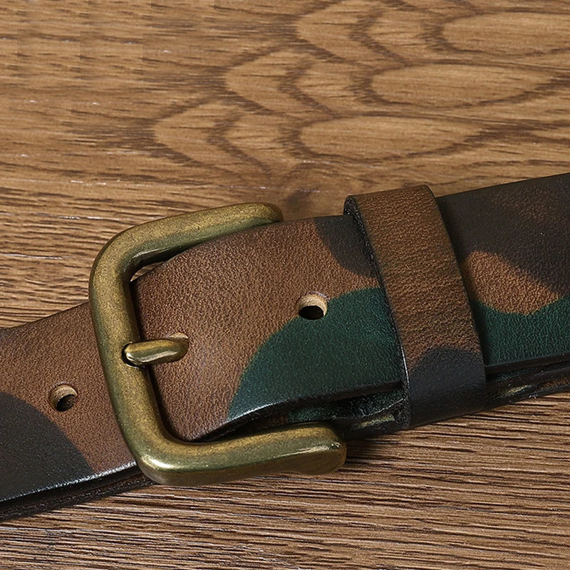 3.3CM 3.8CM Camouflage Tactical Belt Solid Brass Buckle Sports Strap Cowskin Real Genuine Leather Belt Military Belt