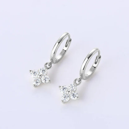 Moissanite Necklace Bracelet Earring 925 Sterling Silver Four Leaf Flower Pendant Moissanites Jewelry Set For Wedding Gift