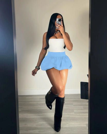 Women Leopard Print Bubble Mini Skirt High Waist Cute Puffy Hem Puffer A Line Short Skirts Y2K Going Out Night Club Party Skirts