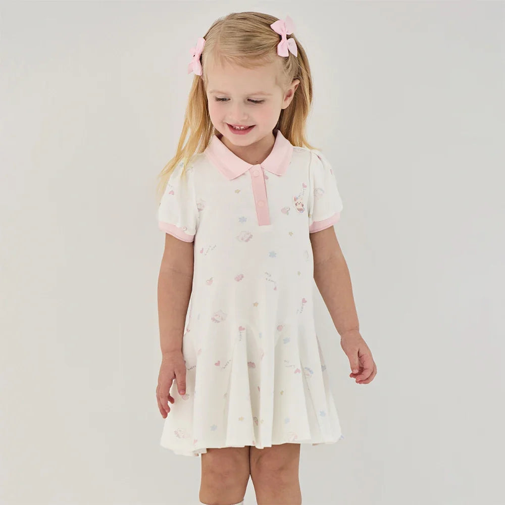 Girls Summer Princess Dress Casual Cute Kids Printed Polo Short Sleeve Dress Formal Party Knitted Clothes DB2262445