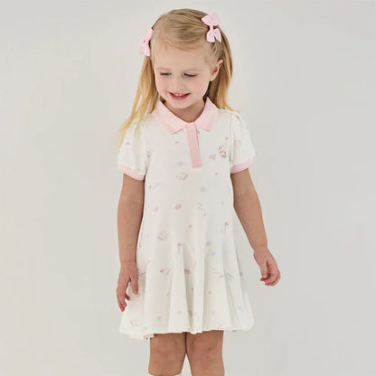 Girls Summer Princess Dress Casual Cute Kids Printed Polo Short Sleeve Dress Formal Party Knitted Clothes DB2262445