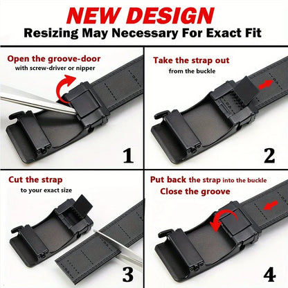 Men's Genuine Cowhide Belt With Automatic Buckle