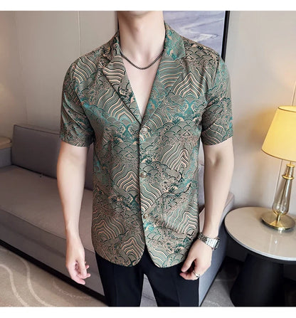 Summer Thin Ice Silk Without Lining Men Suit Coats 2025 New High-end Fashion Jacquard Casual Social Shirt Coat Men Clothing
