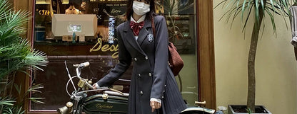Sweet Style Suit Dress Korean Drama Main Character Waist Cinched Beautiful  Skirt College Style High Waist Double Breaste...