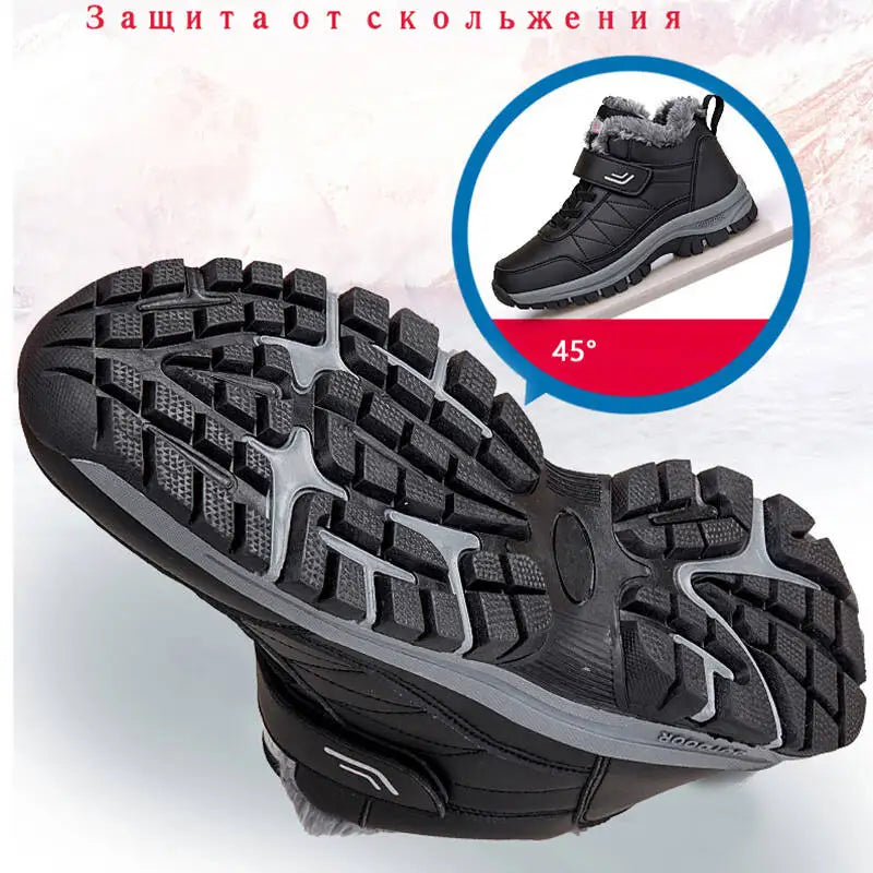 Winter Men Boots PU Leather Snow Boots Man Plush Warm Causal Shoe Waterproof Men Boots High Quality Male Sneakers Ankle Boots