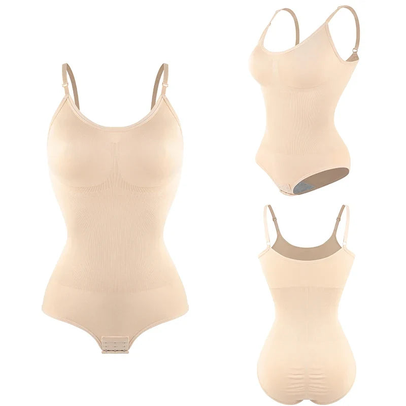 Women Seam-free Sleeveless V-Neck Bodysuit Shapewear Tummy Control Body Shaper Tank Top Red Blue