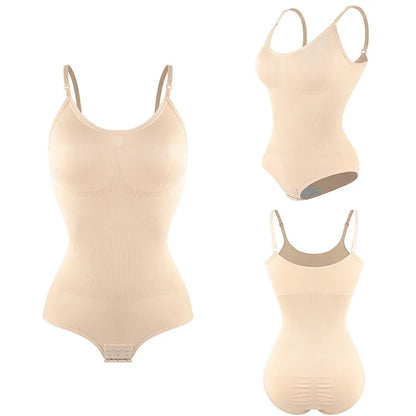 Women Seam-free Sleeveless V-Neck Bodysuit Shapewear Tummy Control Body Shaper Tank Top Red Blue