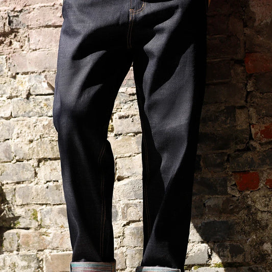 Vintage Colored Cotton Raw Denim Jeans for Men 13.5 OZ Selvedge Jeans Mid Waist Straight Pants Streetwear Trousers