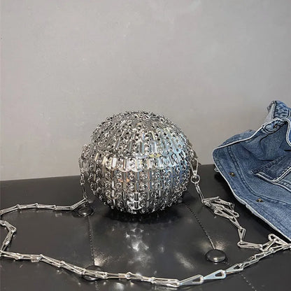 Designer Aesthetic Bags Women's Bag Handmade Woven Metal Sheet Metal Ball Shoulder Bag Women Luxury Holiday Party Evening Bag