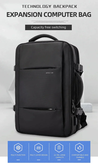 Business Backpack for Men Waterproof Anti-Theft 15.6” Laptop Backpack Casual Large Capacity Expandable Travel Bag Short Trip