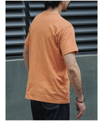 Rugged Bronson Loopwheel Tubular Pocket T-Shirt 220g Slub Cotton Men's Seamless Side Tee Short Sleeve