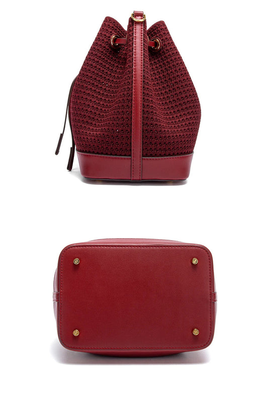 Women's Bucket Bag Spring New Fabric Splicing Design Handbag Vacation Style Women's Shoulder Bag