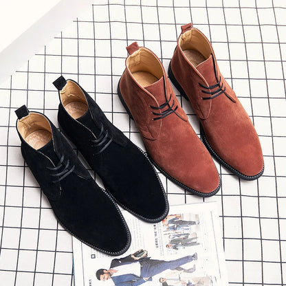 Leather Men Ankle Chelsea Boots Men Work Shoes Pointed Toe Leisure Boots for Male Casual Motorcycle Boots Botas Plus Size 38-48