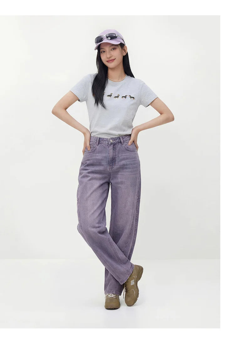Semir Women Pants Denim Cotton Vintage Distressed Slit Wide Leg Curved Street Style Fashion Cool 2026 Summer Casual Wear Top