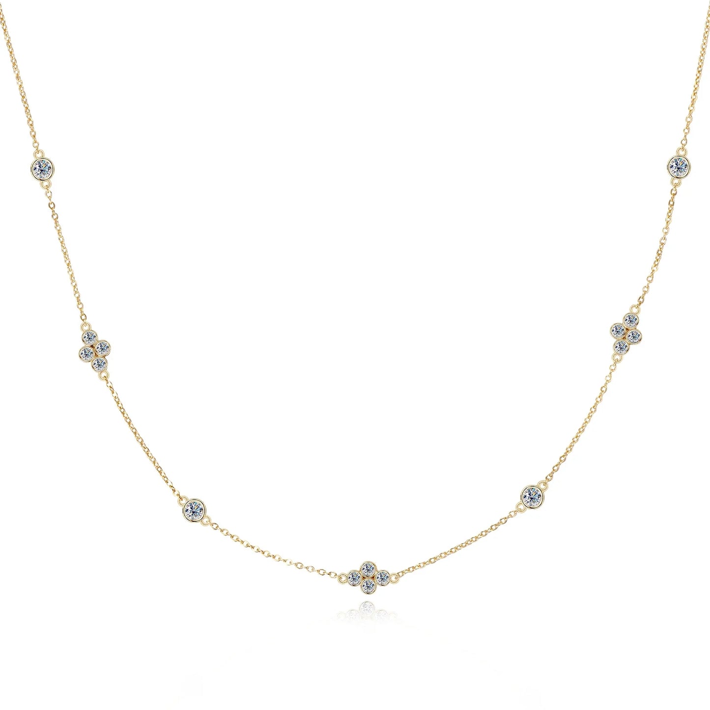 925 Sterling Silver Choker Necklaces 3mm Moissanite Clover Necklace for Women Neck Chain Female Jewelry Gift