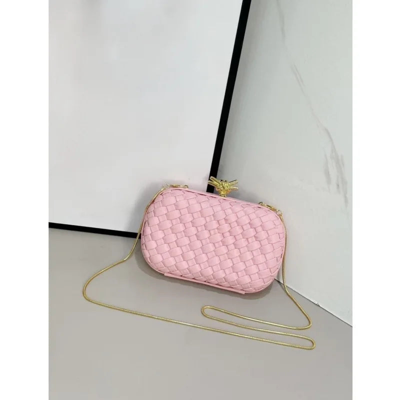 Elegant Box Shaped Dinner Clutch Crossbody Bag for Women Fashionable Chain Strap Handbag Retro Style Leather Handbag