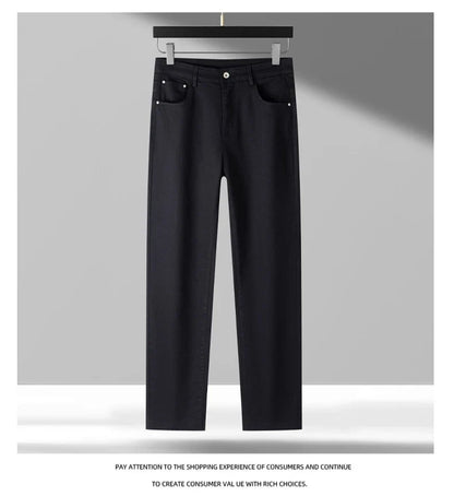 High Quality Lyocell Jeans Men Spring Autumn New Fashion Straight Long Pants Soft Business Brand Classic Stretch Denim Trousers