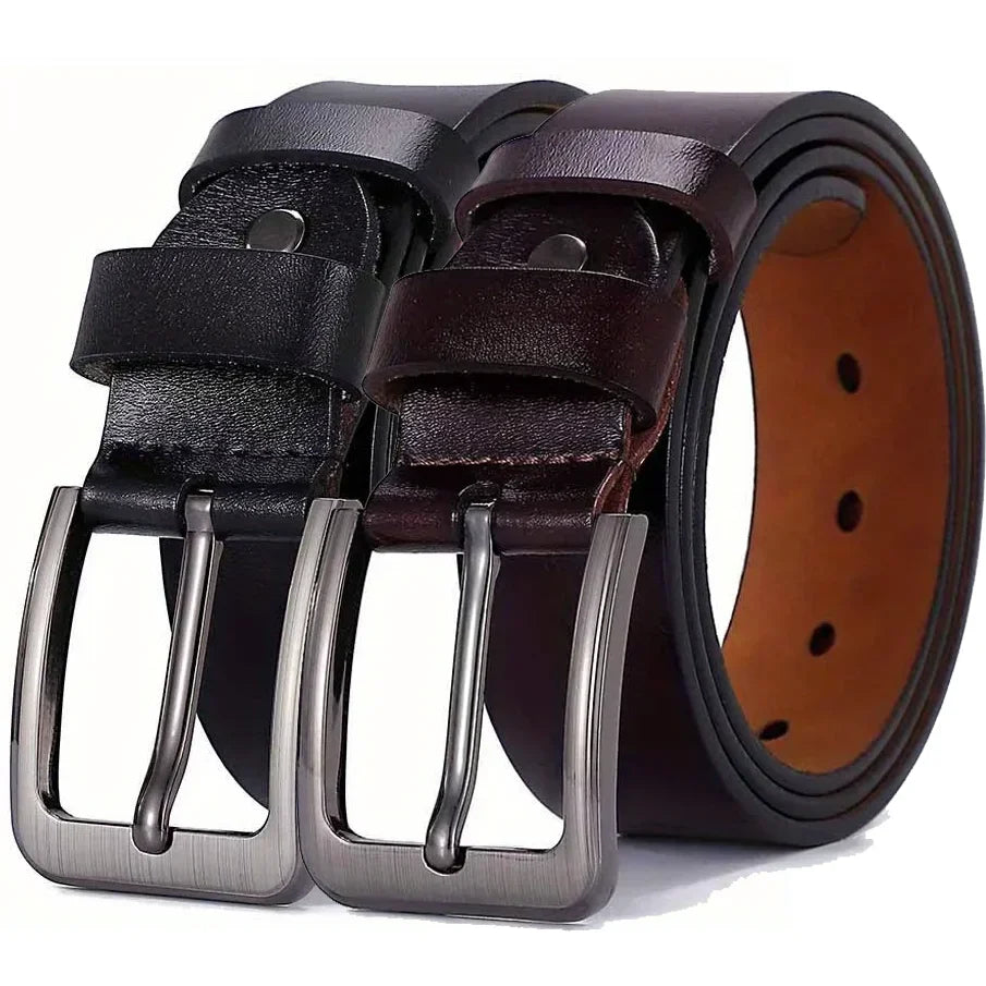Belt for Men Original Genuine Leather Alloy Metal Pin Buckle Waist Belt Straps Plus Extra Size 105 110 120 130 140 150 160 170cm