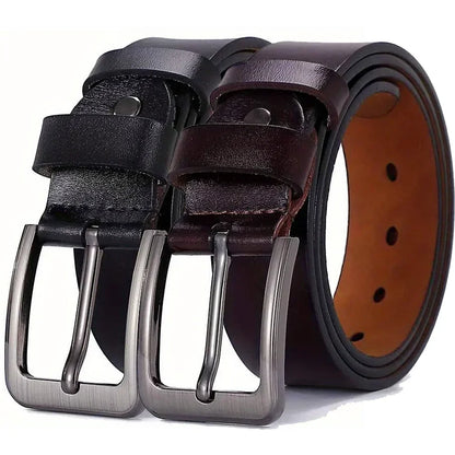 Belt for Men Original Genuine Leather Alloy Metal Pin Buckle Waist Belt Straps Plus Extra Size 105 110 120 130 140 150 160 170cm