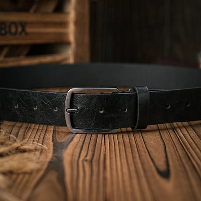 A Men's and Women's Retro Metal Buckle Casual Style Brown PU Belt Suitable for Daily Business Attendance Four Seasons