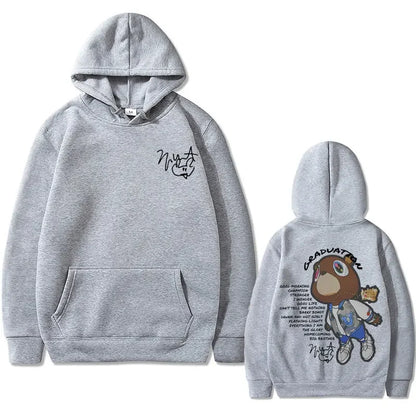 Rapper Kanye West Graduation Graphics Hoodies Male Black Clothes Cool Gothic Streetwear Men Hip Hop Fashion Oversized Sweatshirt