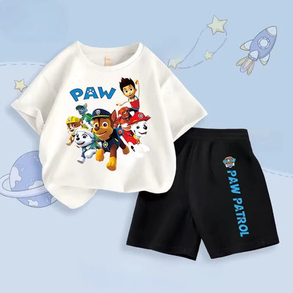 Boys Casual Short Sleeve Tshirt Two Piece Sets Cartoon Printed Kids Shorts Set Children's Breathable Sweatsuit