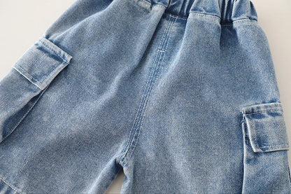 New Baby Boys Girls Summer Clothes Sets Kids Infant Letter T shirt + Denim Shorts 2pcs/sets Children Clothing Tracksuits Set