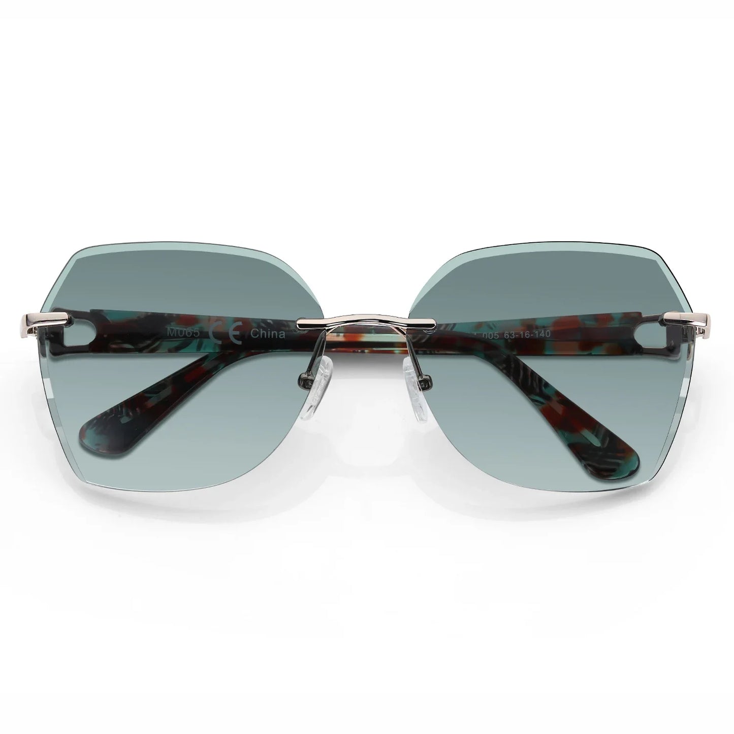 Fashion Women Rimless Sunglasses for Ladies Trendy Geometric Diamond Cutting Gradient Lens UV Protection Shades